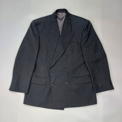 Mann Aspects Double Breasted Suit Blazer Mens Size 40 Grey 100% Pure New Wool