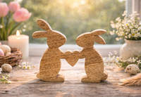Holz Hasenpaar Mit Herz 17Cm Osterdeko FrüHling Tisch Fensterbank Deko Ostern