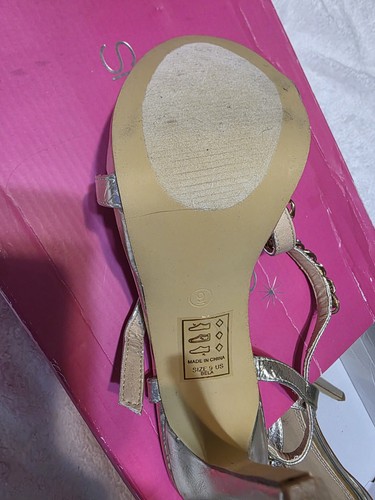 Shoedazzle BELA Silver Strappy Rhinestone High Heel Sandals US 9 EU 40