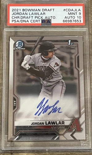 2021 BOWMAN DRAFT JORDAN LAWLAR 1ST CHROME PROSPECT AUTO PSA 9 10 AUTO DBACKS