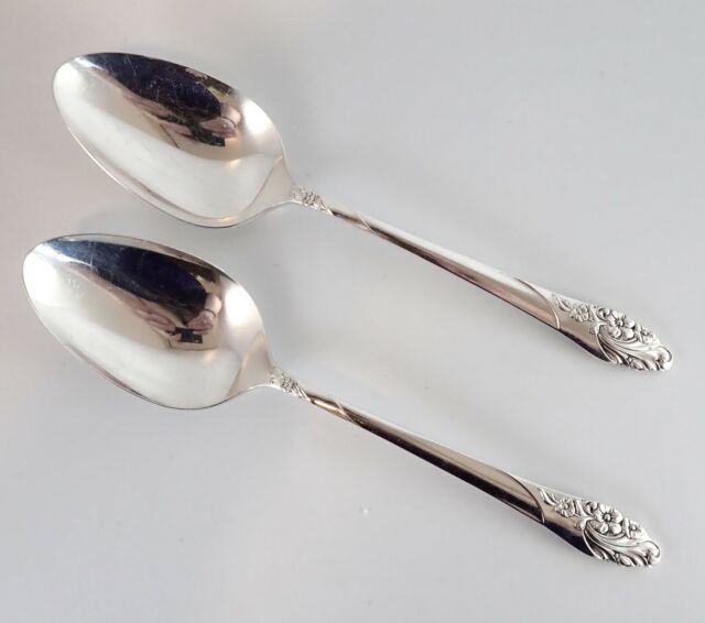 Evening Star Tablespoons Serving Spoons (2) Oneida Community Silverplate 1950