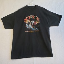 Styx Shirt Mens XL Black Double Sided UK & US Dates 2005 World Tour Rock Tee