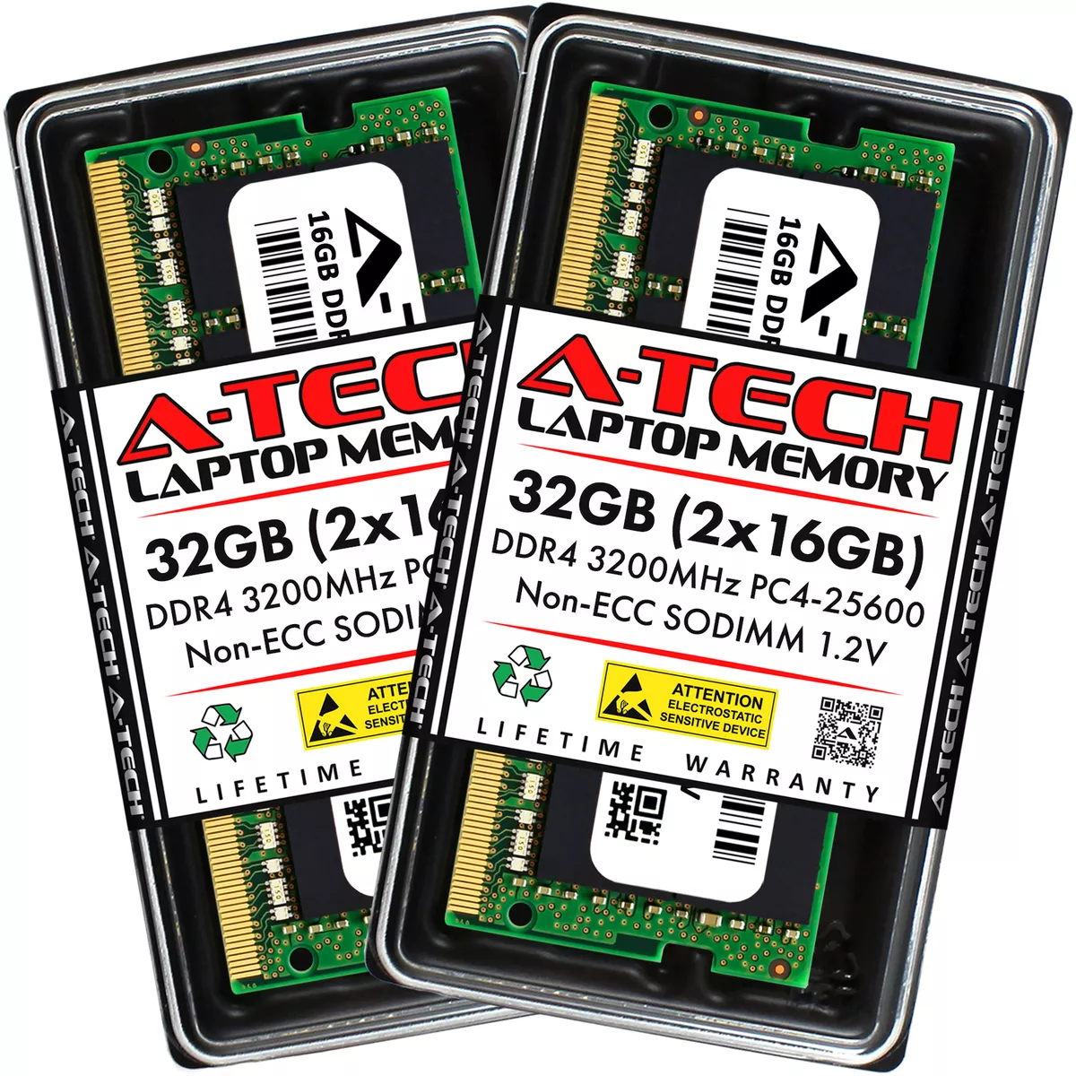 A-Tech 32GB 2x 16GB PC4-25600 Laptop SODIMM DDR4 3200 MHz Non-ECC Memory  RAM 32G