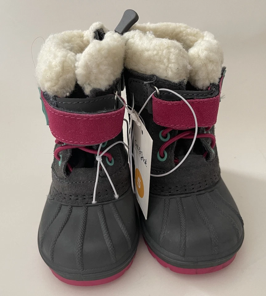 Cat & Jack Valmai ребенка ясельного возраста девочек серый/пурпурный термолит зимние ботинки, размер 5 - Изображение 3 из 4