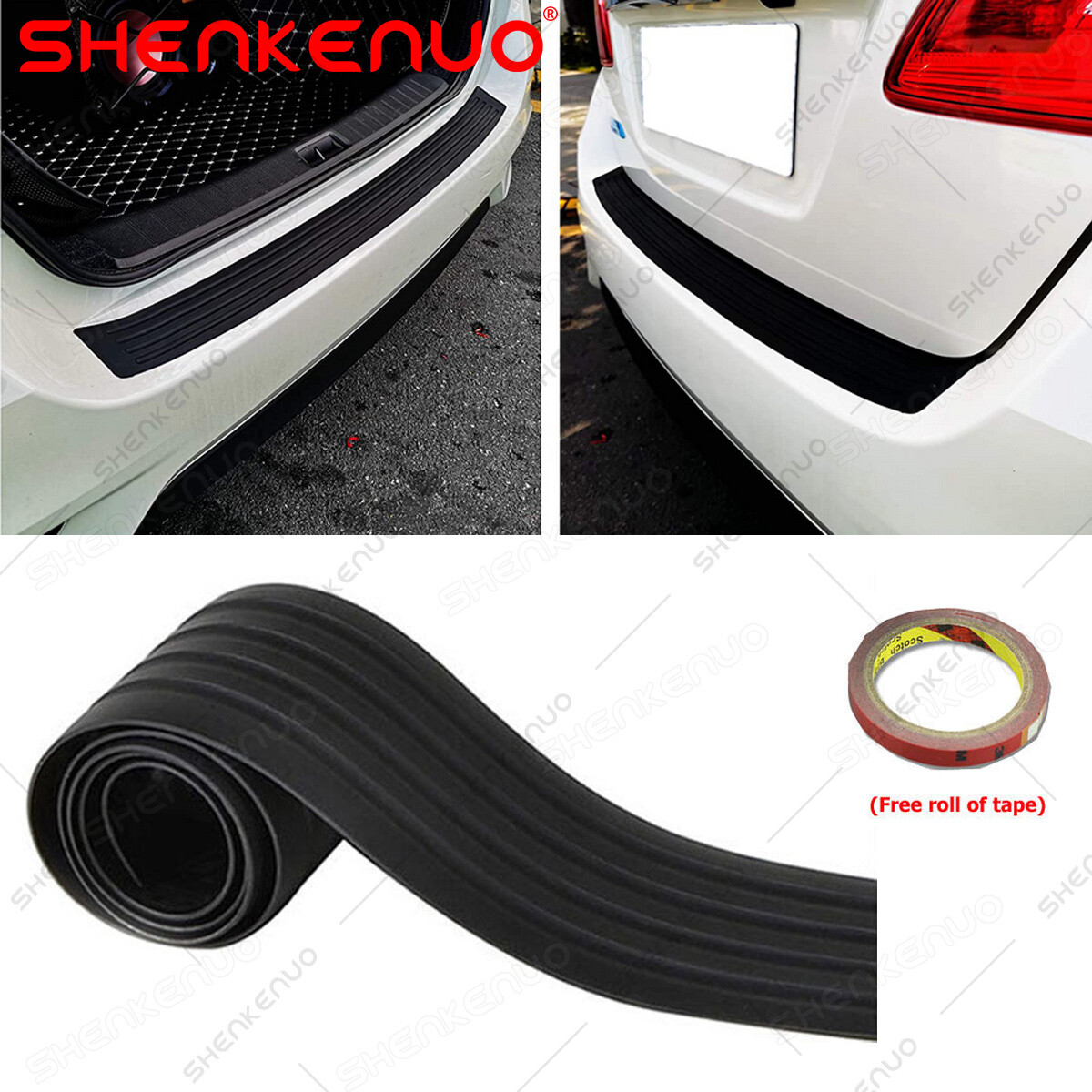 Car Rear Bumper Guard Protector Trim Cover Sill Plate Trunk Rubber Pad