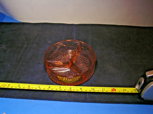 Vintage Depression Glass Divided Dish 3 Compartment Relish Nut Candy Dish Pink-