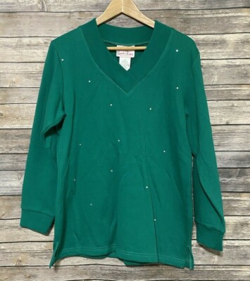 NWT Quacker Factory Knit Sweater Size S Embellished L/S QVC Pull Over 