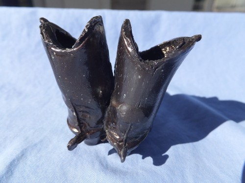 1964 Yellowstone Old Faithful National Park Souvenir Pot Metal Cowboy Boots - Picture 6 of 8