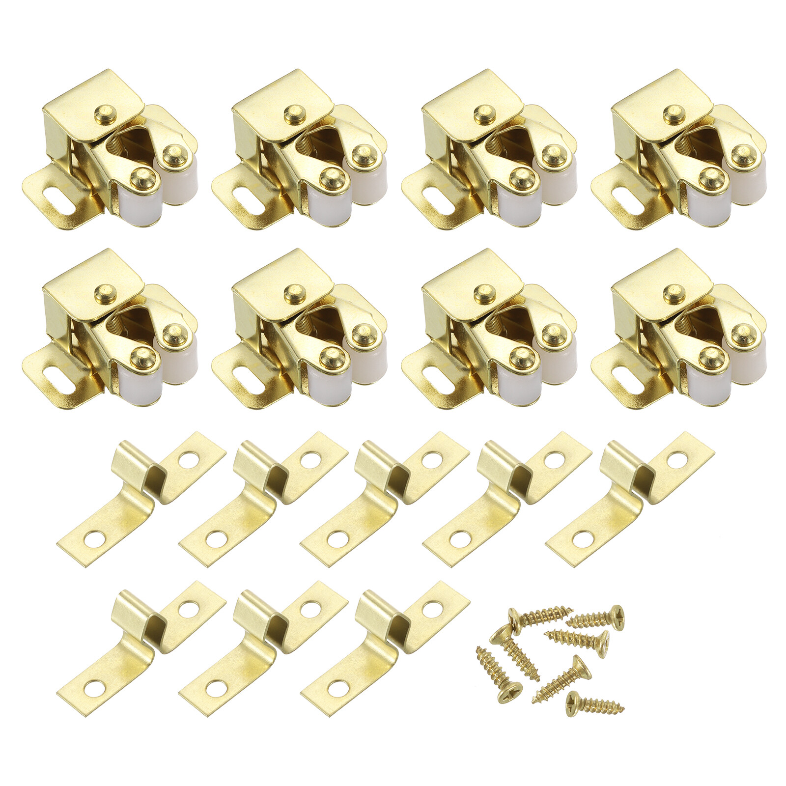 8Pcs Cabinet Latch Double Roller Catch for Cabinet Closet Door, Gold