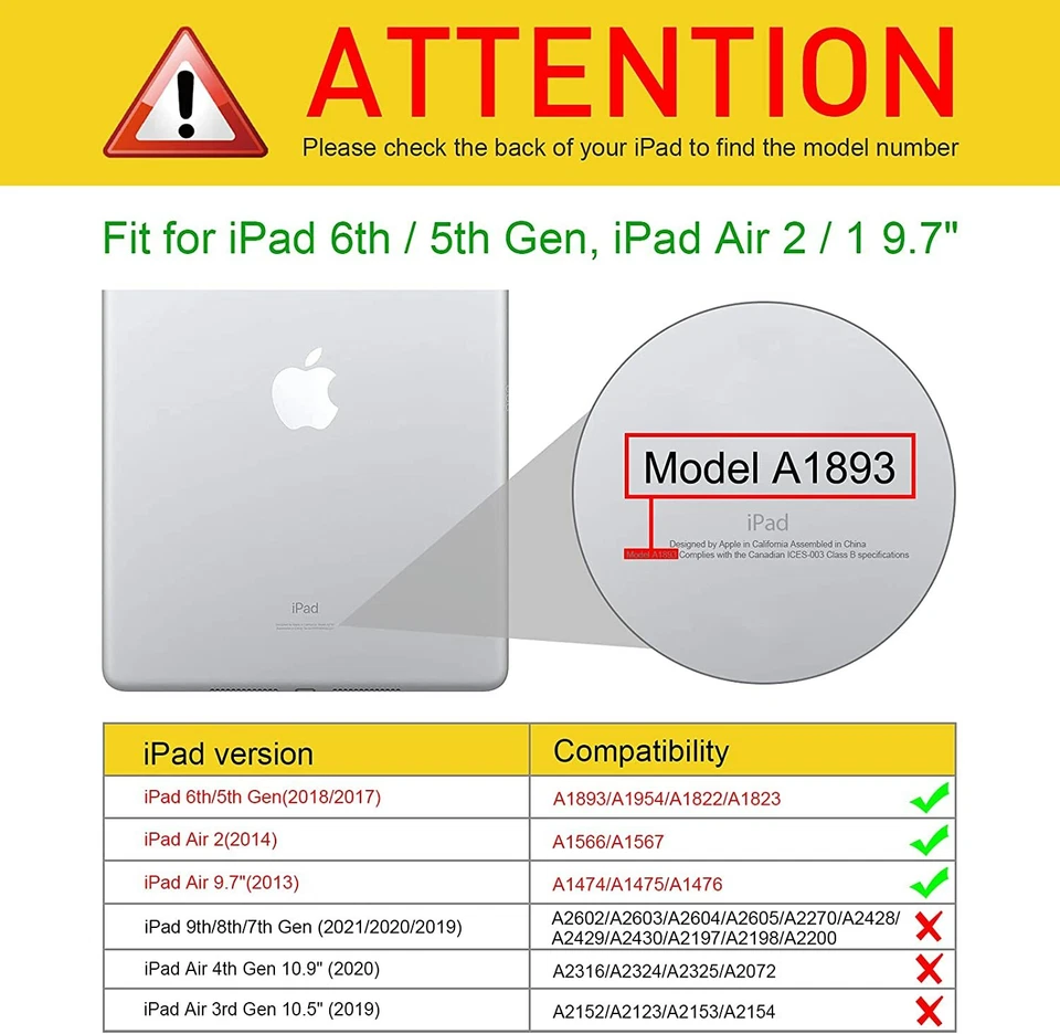 SlimShell For iPad 6th 5th Generation 9.7" Soft TPU Back Cover Auto Wake Sleep - Image 2 of 4