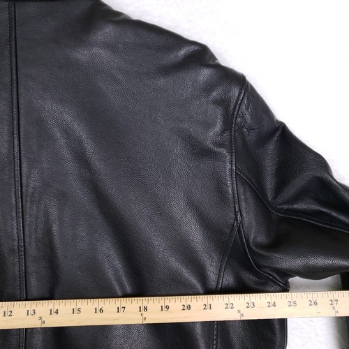 Kenneth Cole Reaction Leather Jacket Moto Zip Front Black XL Biker Core - Picture 10 of 13