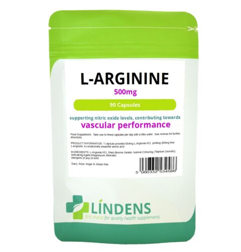 Lindens L-Arginine 500mg 90 Argi Capsules L Arginine Nitric Oxide - 第 1/1 張圖片