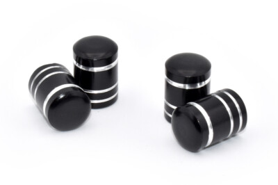 SET OF 4 BLACK ALUMINUM UNIVERSAL VALVE CAR TRUCK WHEEL TIRE AIR STEM CAPS 