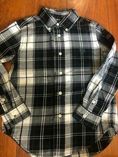 NEW boys CHAPS PLAID DRESS SHIRT collared BLACK GREEN WHITE cotton SIZE 5 nice!