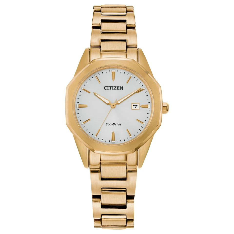 Citizen Eco-Drive Women's Date Indicator Gold Watch 28MM EW2582-59A