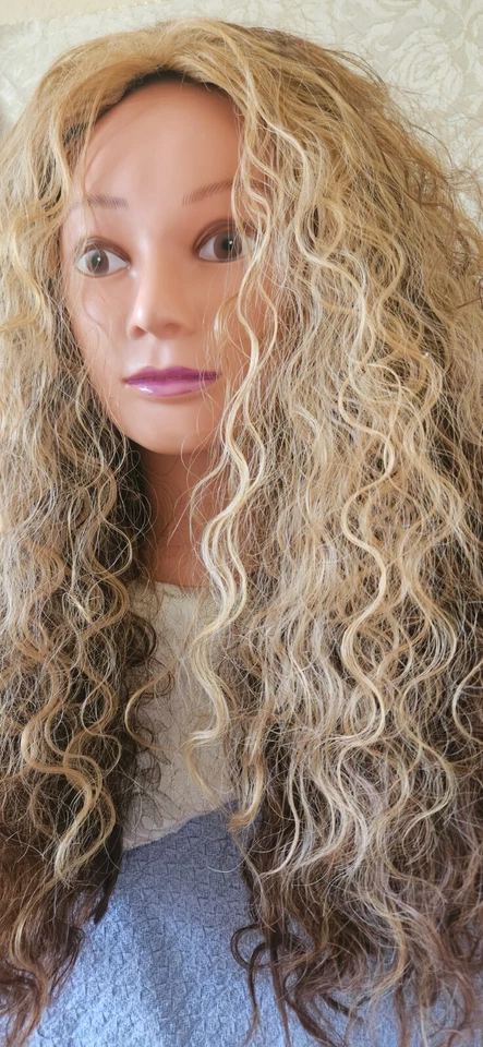 波浪长棕色混合金发巴西发饰自然全新时尚全蕾丝 — 第 2/2 张图片