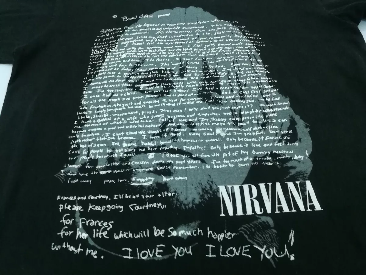 Vintage Late 1990s Rare Nirvana Kurt Cobain Letter T Shirt XL Grunge Bootleg
