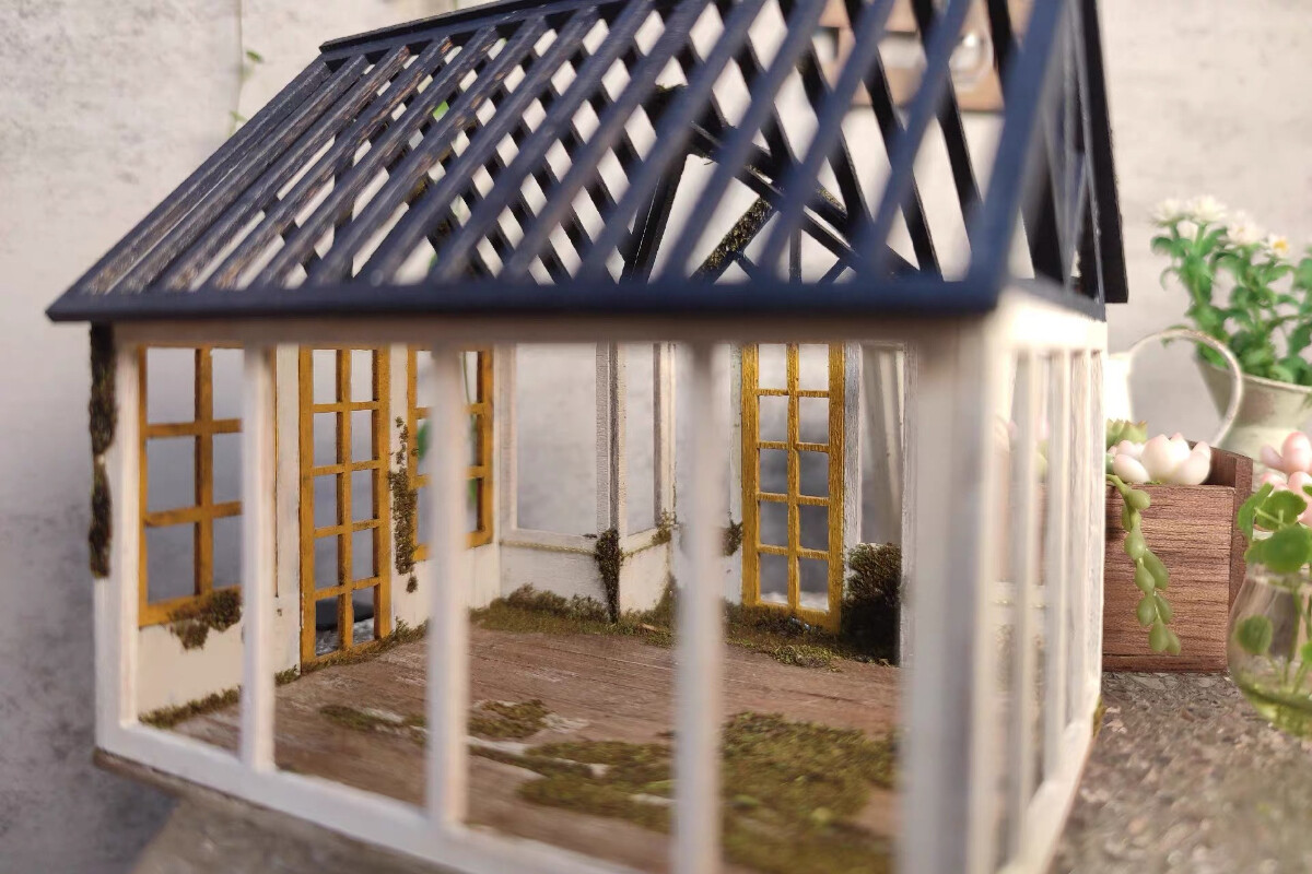 DIY Miniatures 1:72 Scale Dollhouse Unfinished Greenhouse