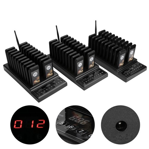 Restaurant Wireless Paging System Coaster Pager 3 Host 60 Beeper SU‑68Z‑3 11 SD3 - Photo 2/21