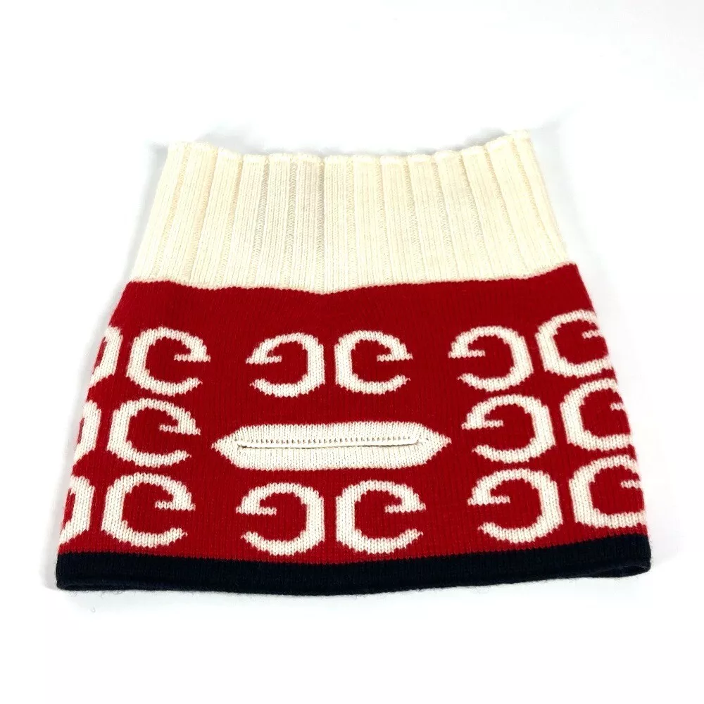 GUCCI logo cache cou accessoires écharpe laine rouge/blanc