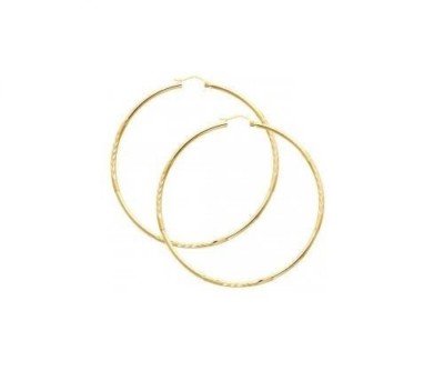Elegante Creolen 14K massives italienisches Gold 2 mm Diamantschliff Satin hochpoliert