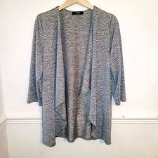 Moda Womens Cardigan Jumper Silver Size UK 16 Metallic Open Front Casual