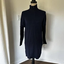 Club Monaco Navy Blue Turtleneck Sweater Dress Wool Viscose Blend XS Knit Office