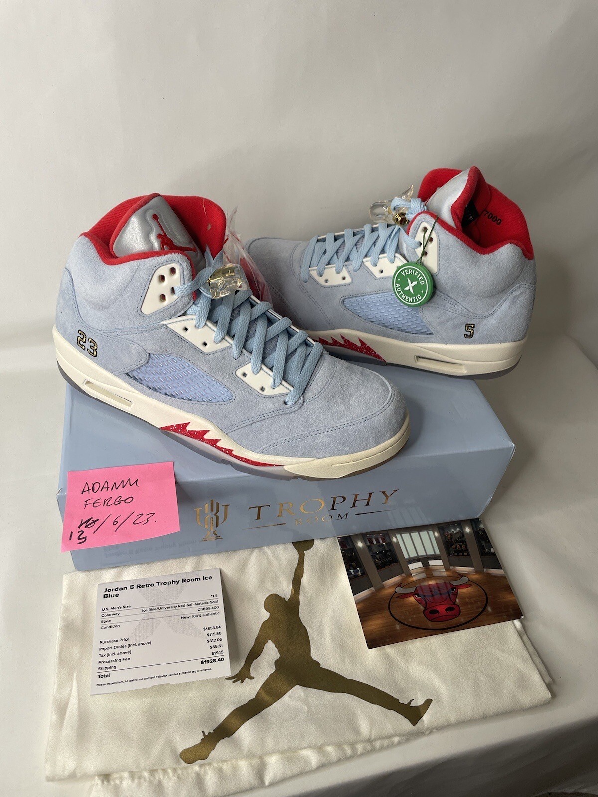 jordan 5 ice blue trophy room