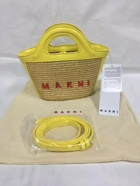 MARNI TROPICALIA SUMMER SMALL MICRO BASKET BAG 2WAY Beige x Yellow