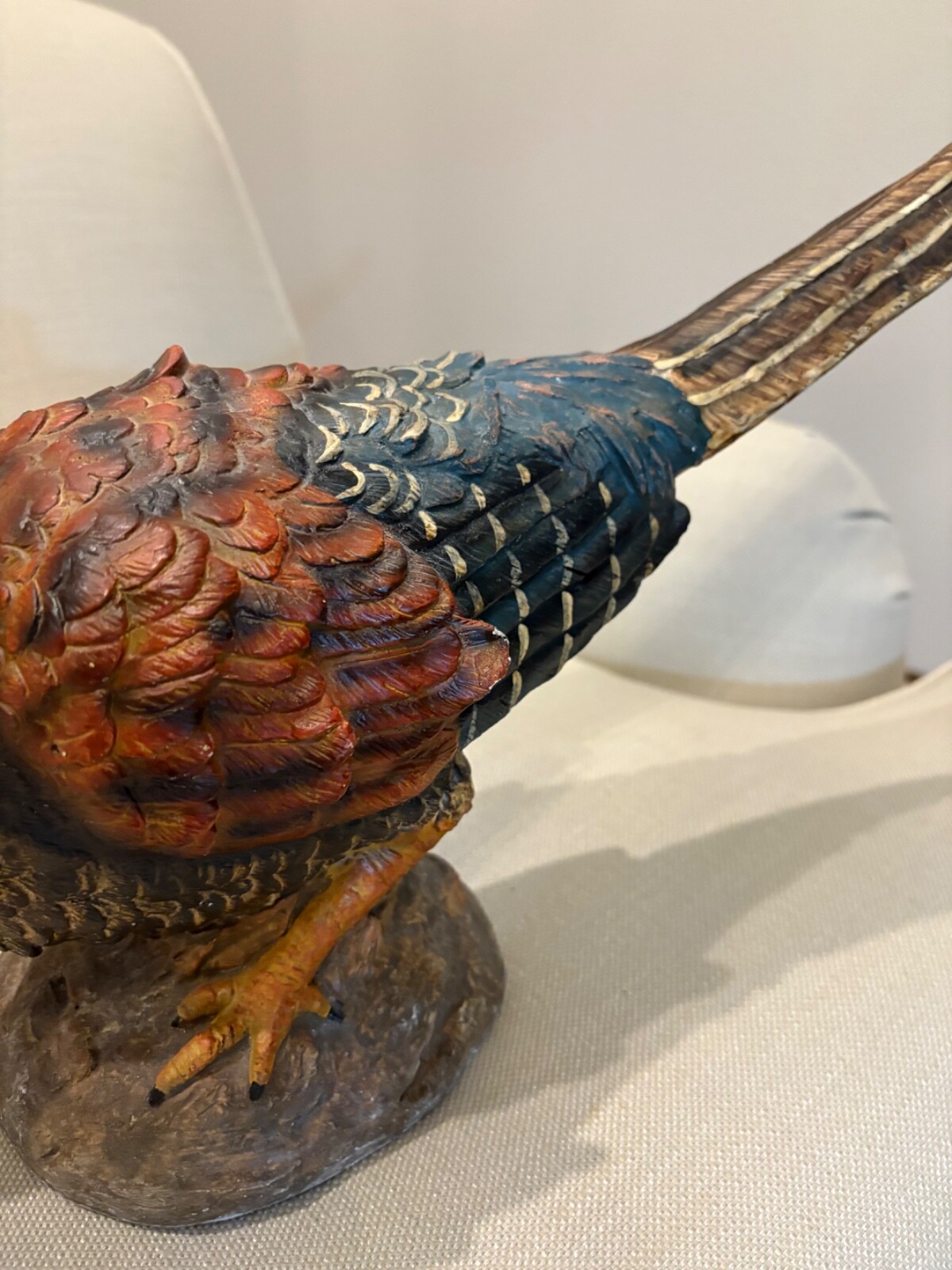 vtg pair of handpainted pheasant figurine 21x13"