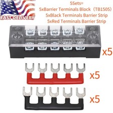 5 Sets Dual Row 5 Positions 600V 15A Screw Terminal Strip with Barrier Strip