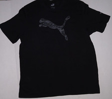 Puma Black Mens Size XL Grey Gray Graphic Logo Short Sleeve Tee T-Shirt