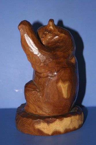 Wooden Bear with a base ”Give me a treat!” AINU JAPAN 193 - Picture 6 of 9