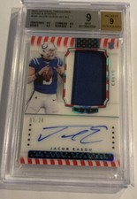 JACOB EASON 2020 National Treasures Stars Stripes RPA Rookie Patch Auto 20 BGS 9