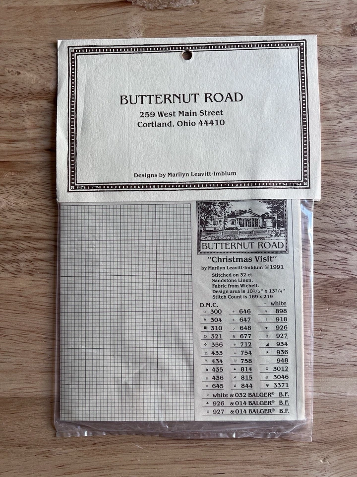 Butternut Road “VISITA DE NAVIDAD” B. R. 5 patrón de puntada Ross vintage sellado Foto 2 de 2