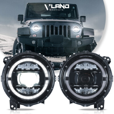 VLAND FULL LED Headlights For 2018-2025 Jeep Wrangler W/Startup Animation