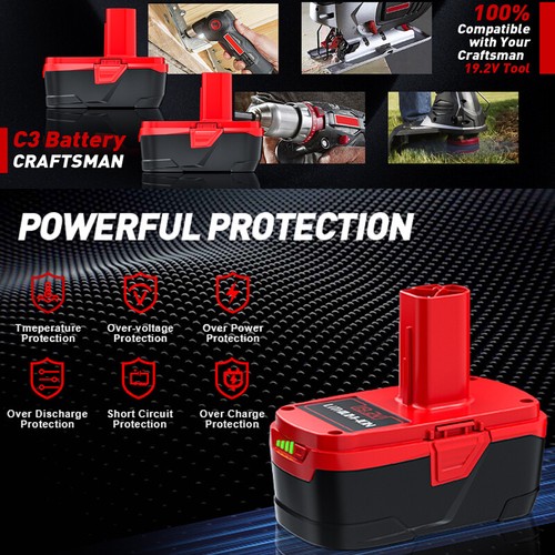 1-2Pack 8.0Ah for Craftsman 19.2V Lithium XCP Battery C3 DieHard 11375 / Charger - Picture 2 of 22
