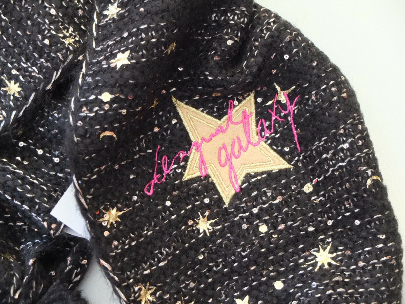 Desigual Galaxy ! Super beauty product restock quality top! Winter Cash special price Scarf 21x162 Black Gold New 170 CM