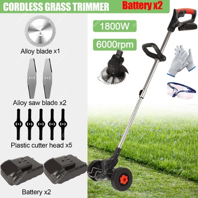 Cordless Electric Weed Lawn Eater Edger Yard Grass String Trimmer With Wheel NEW