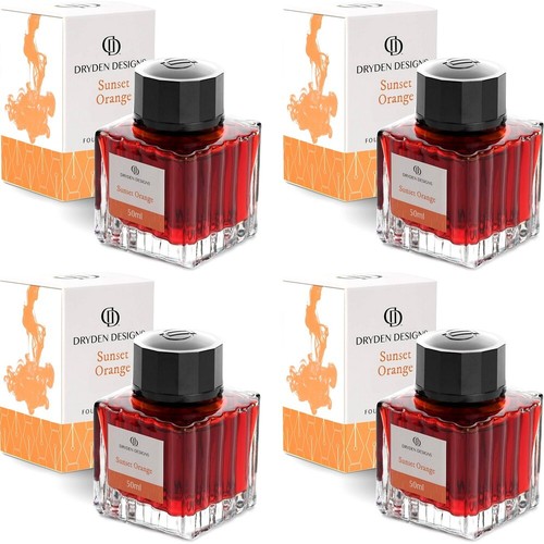 Confezione da 4 - Bottiglia di inchiostro in bottiglia premium 50 ml per penne stilografiche - blu nero arancione - Foto 5 di 6