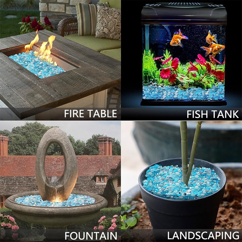 1/3/5 lb flat bead fireproof glass stone for natural fireplace and landscaping