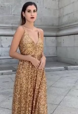 limited edition everlasting rose gold sequin long sleeve maxi dress