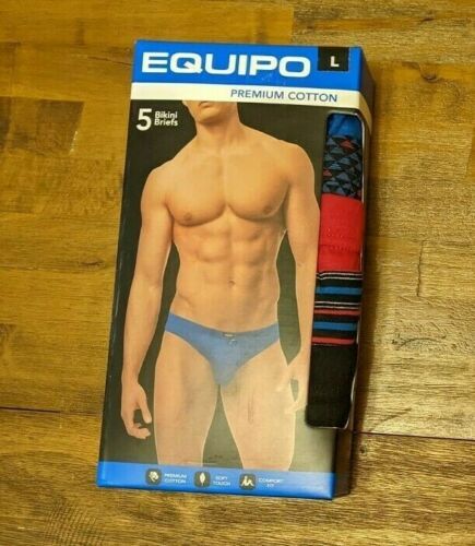Men's Equipo (5Pack) Bikini Briefs (Red-Black) No Fly Premium Cotton Underwear - Picture 8 of 9