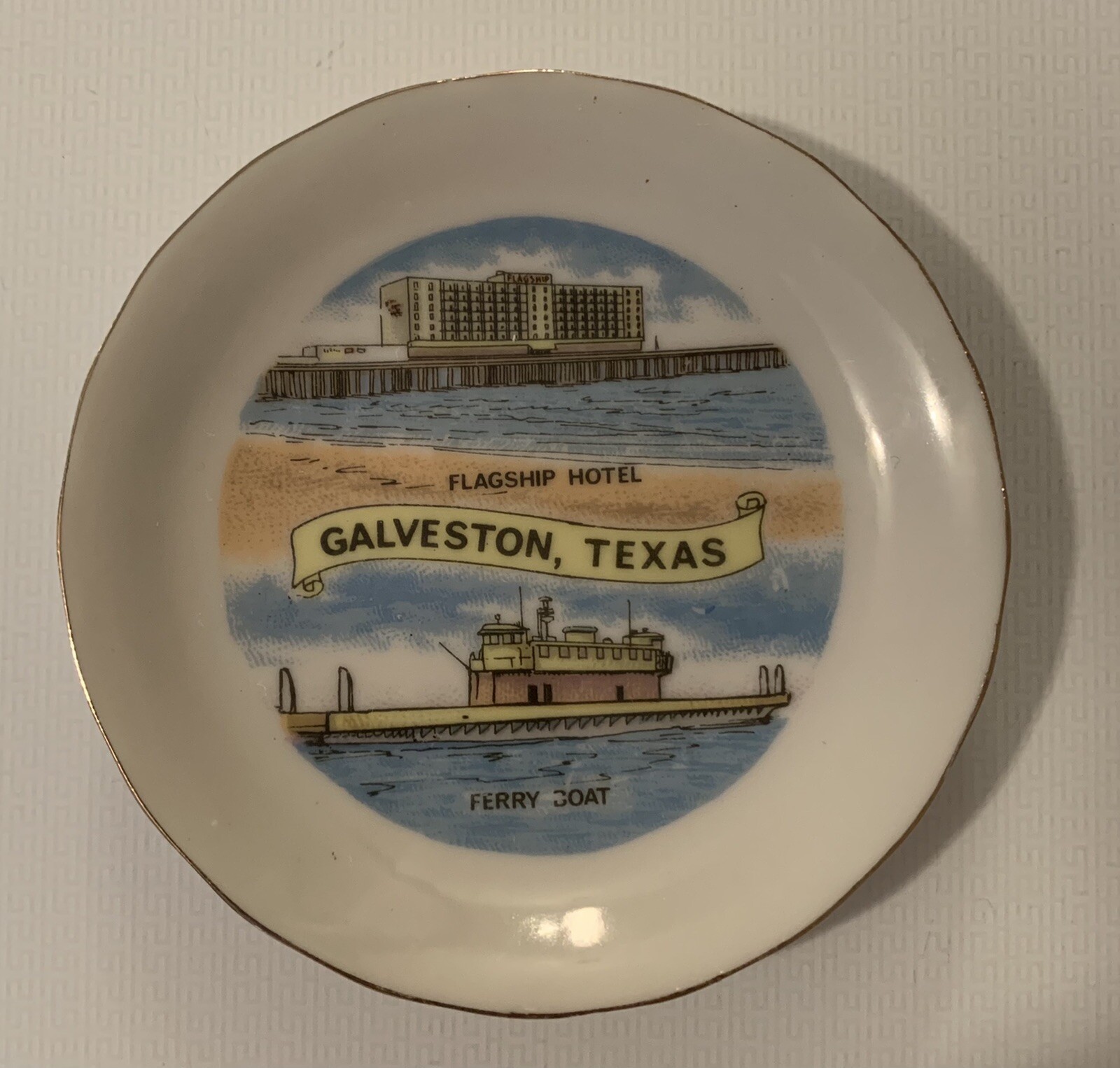 vintage galveston, tx mini cup and saucer souvenir set eBay