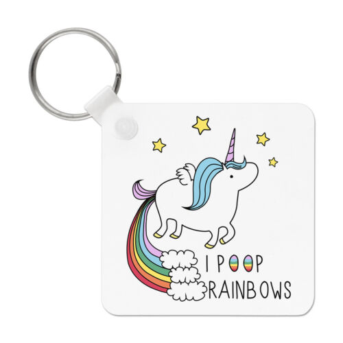 Unicorn I Poop Rainbows Keyring Key Chain - Funny - Picture 1 of 1