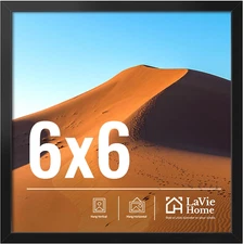 Lavie Home 6X6 Picture Frame for Wall Display, 6X6 Black Picture Frame with HD P
