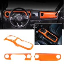 3pcs Orange Center Console Dashboard Gear Cover Trim For Jeep Wrangler JL JT 18+