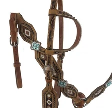 Western Saddle Horse Navajo Beaded + BLING! Bridle + Breast Collar Tack Set