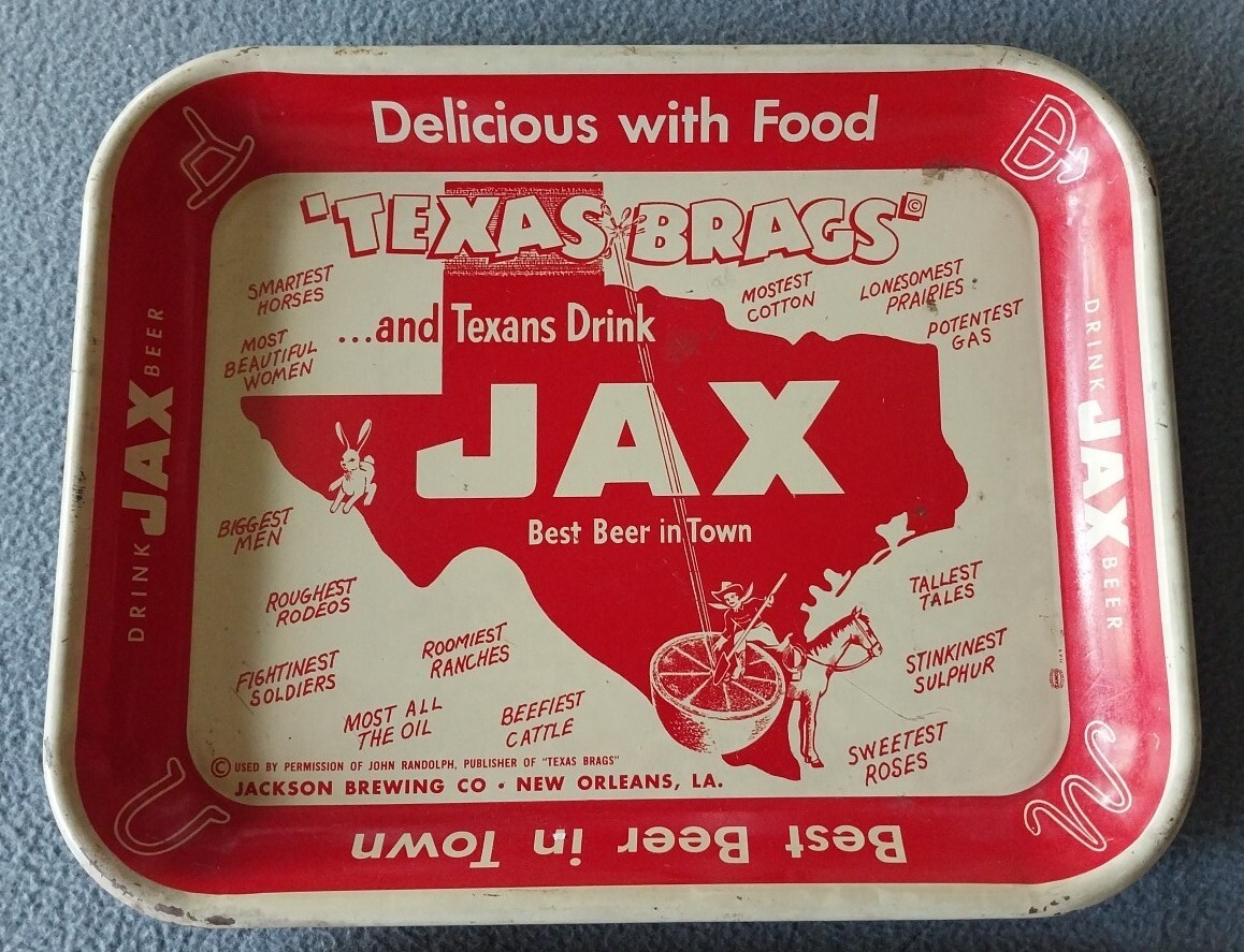 Lot Of Jax Beer TEXAS BRAGS & JAX Serving Tray Jackson Brewing Co New Orleans LA - Picture 3 of 15