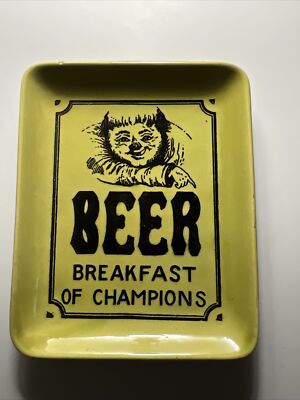 Enesco HTF Rare Beer Breakfast Of Champions Ceramic Tray 5inH 4inW E9096 Mancave